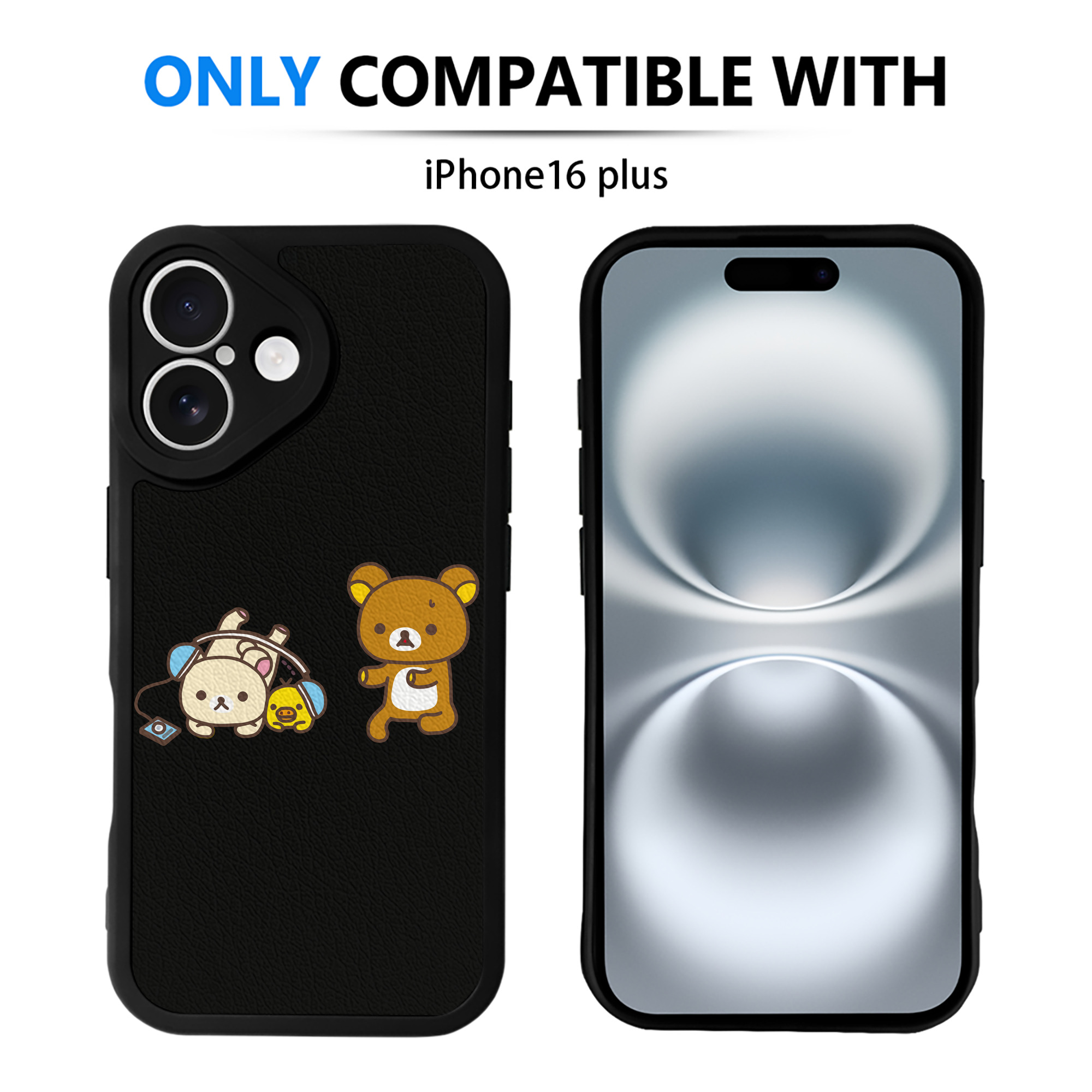 （画像用） リラックマ リラックマ キイロイトリ Rilakkuma Korilakkuma Kiiroitori 【iPhone 16シリーズ対応】シリコンスマホケース（レザー調） 材質：シリコン